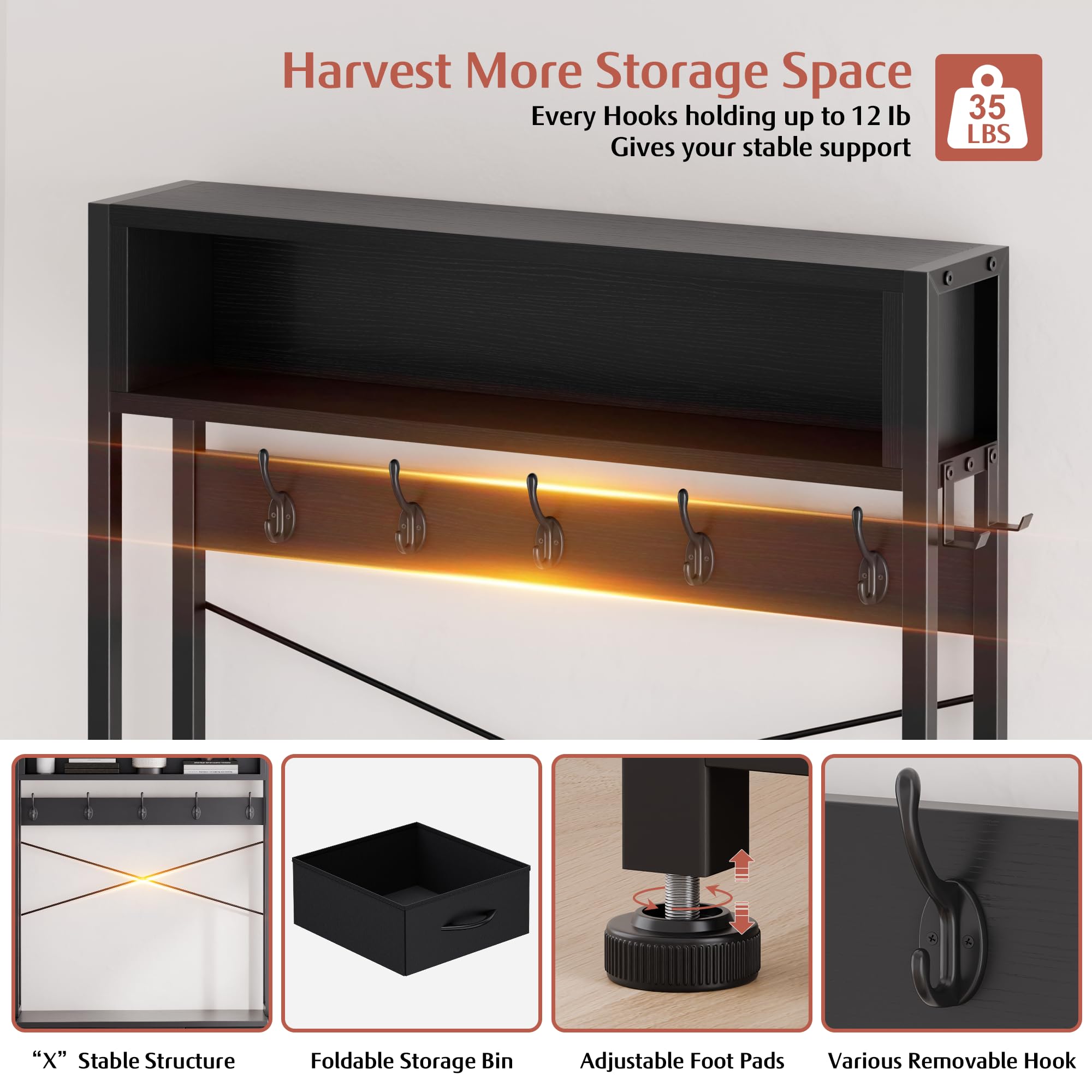 Hall Tree with Bench and Shoe Storage