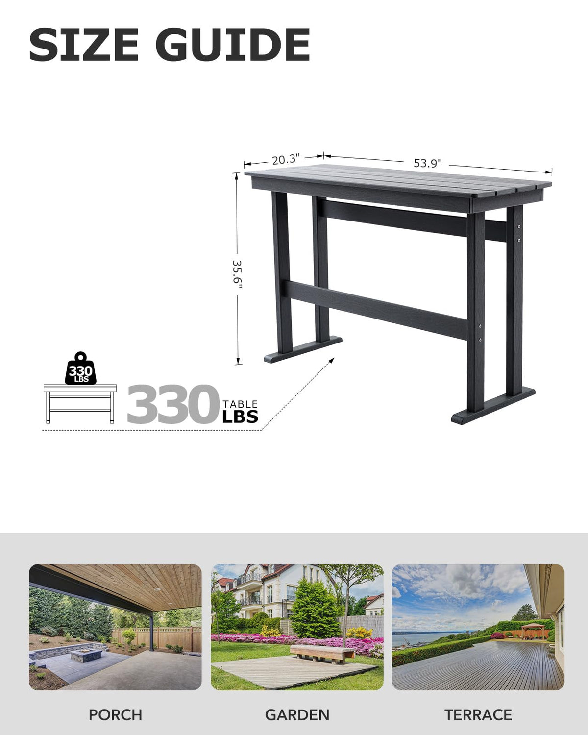 54" Outdoor Bar Height Patio Table - Dark Grey