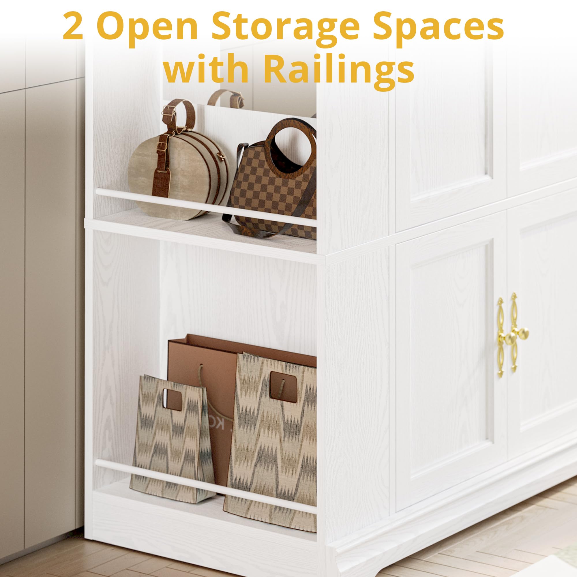 70" Armoire Wardrobe Closet with Mirror and Storage Shelves