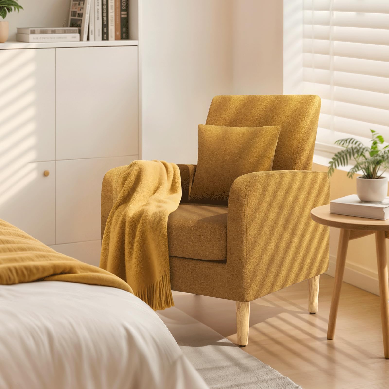 Mid-Century Upholstered Accent Chair with Lumbar Support