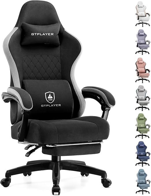 Gaming Chair with Pocket Spring Cushion and Footrest