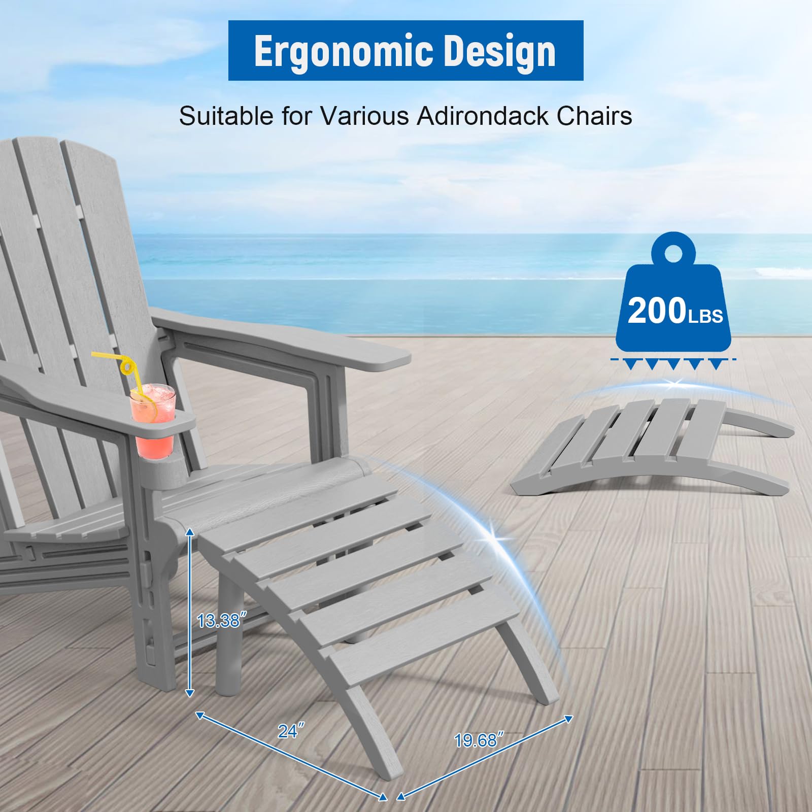 Adirondack Ottoman Grey