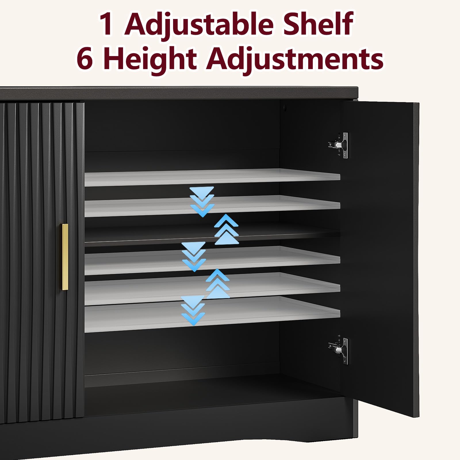 55" Modern Fluted Sideboard Buffet Cabinet