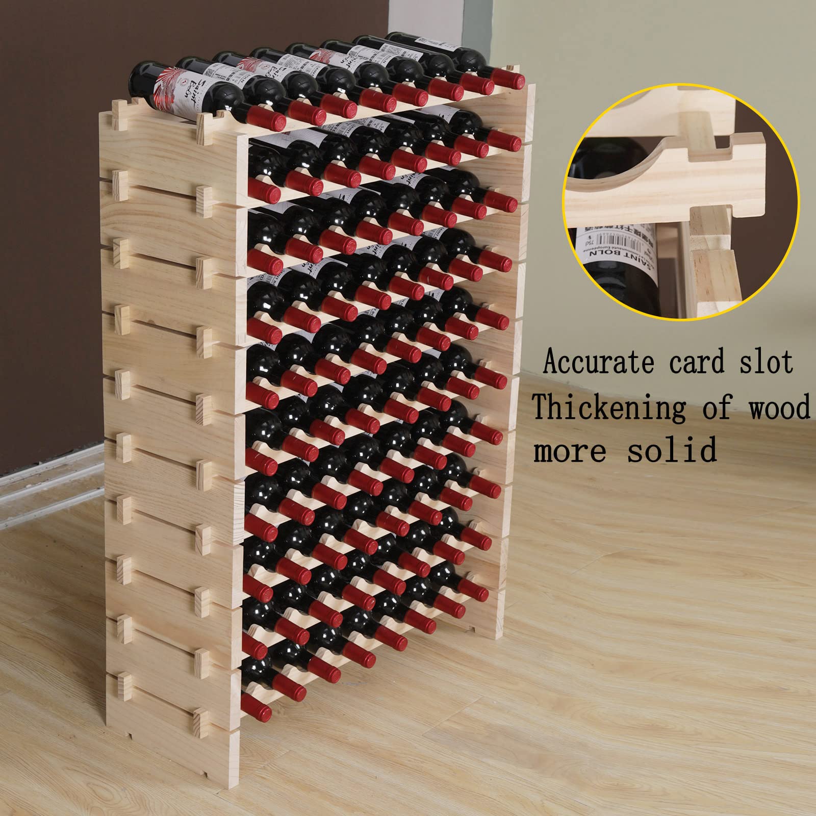 80-Bottle Wooden Wine Rack Cabinet