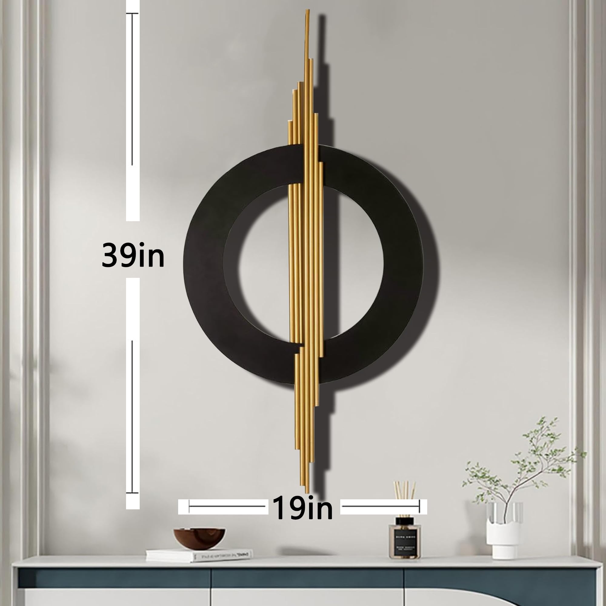 Large Black and Gold Metal Art 3D Wall Decor