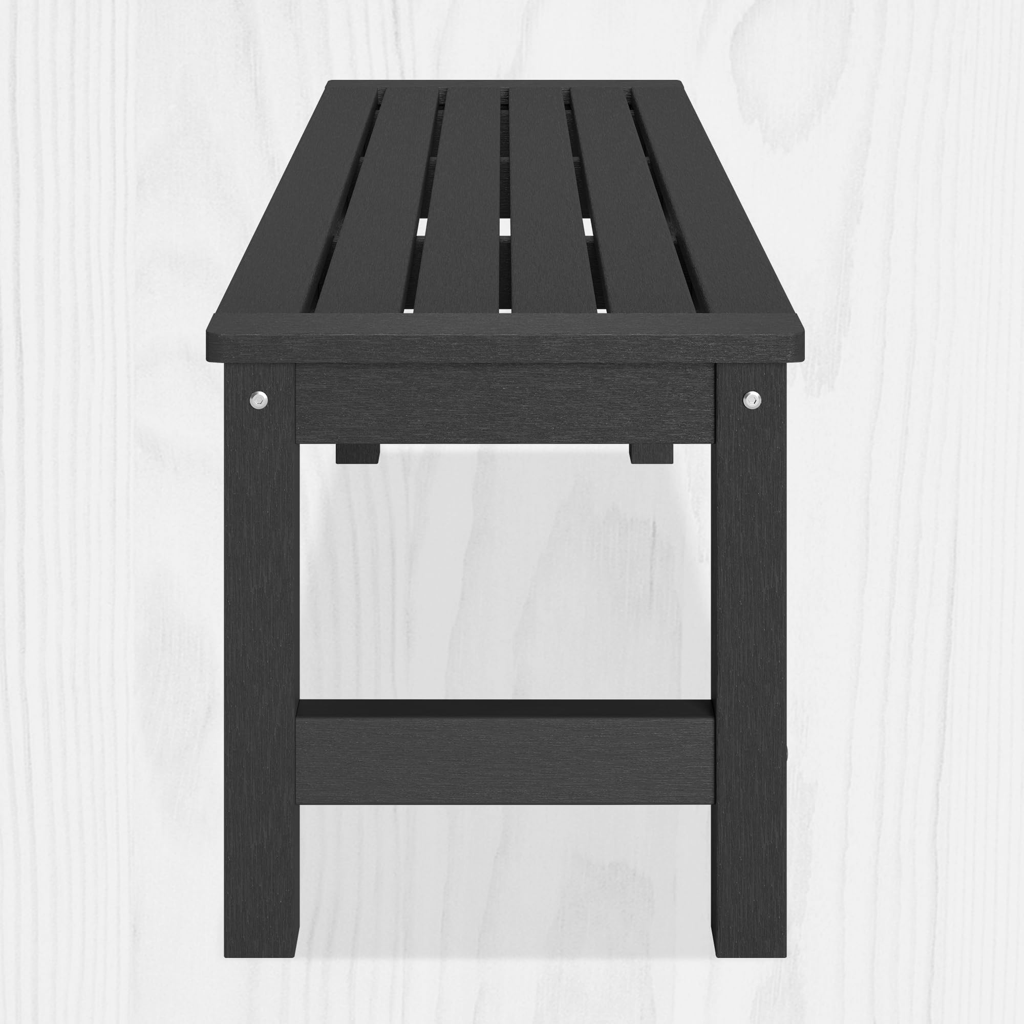 48" HDPE Outdoor Bench Black 2-Person