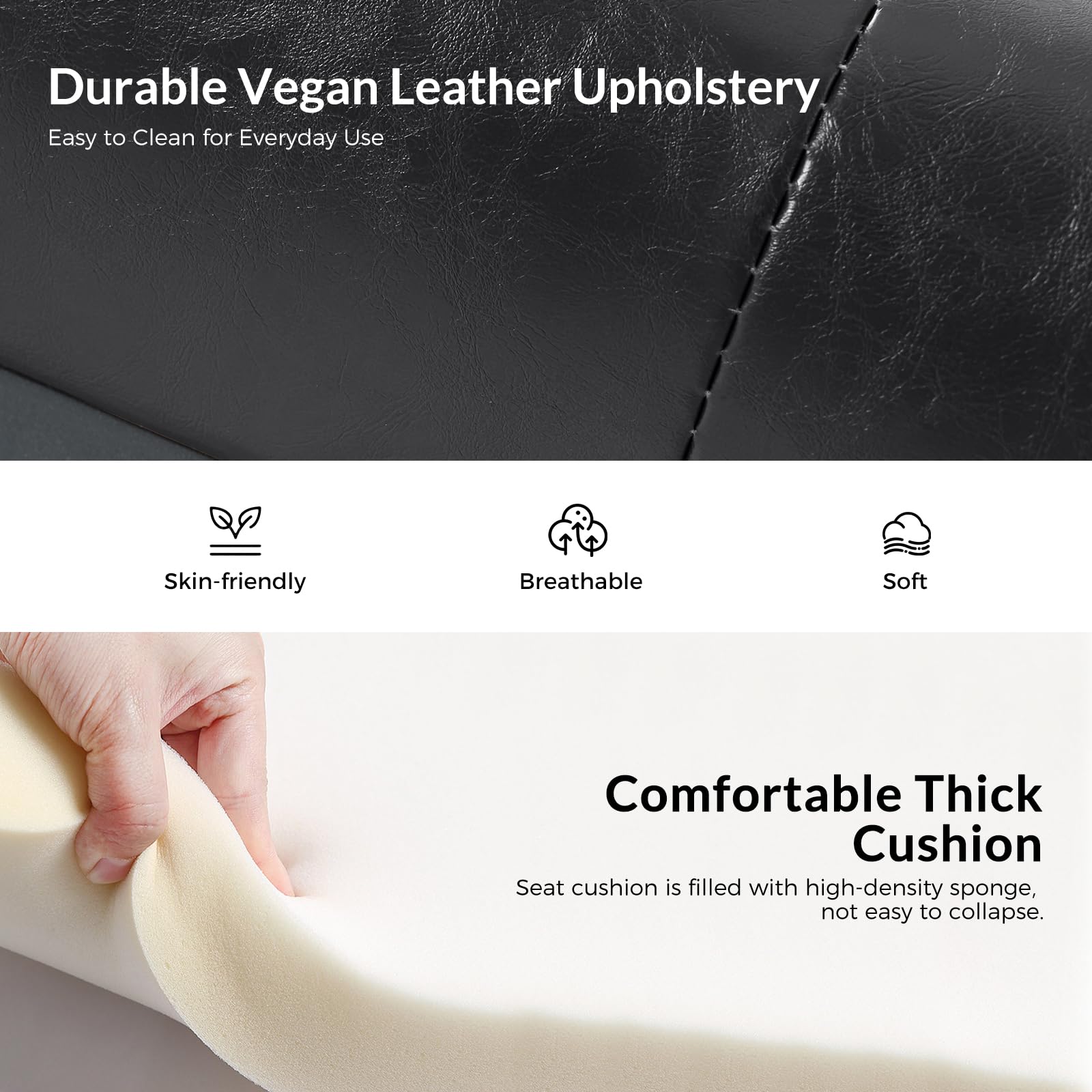 61" Faux Leather Bench with Metal Base