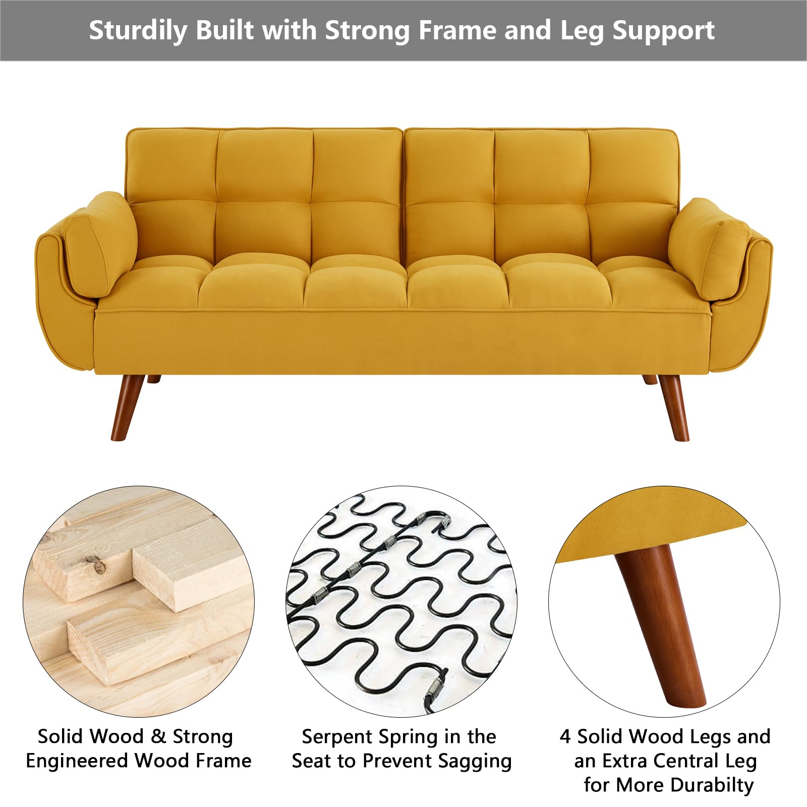 Linen Futon Sofa Bed Convertible Sleeper Couch