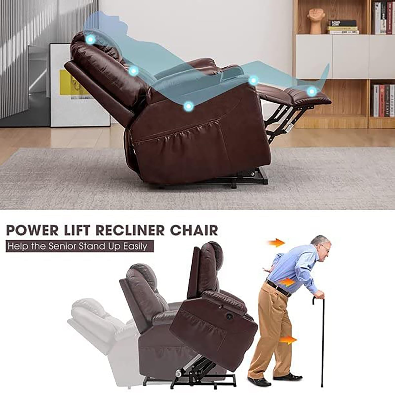 Power Lift Recliner Chair with Heat and Massage