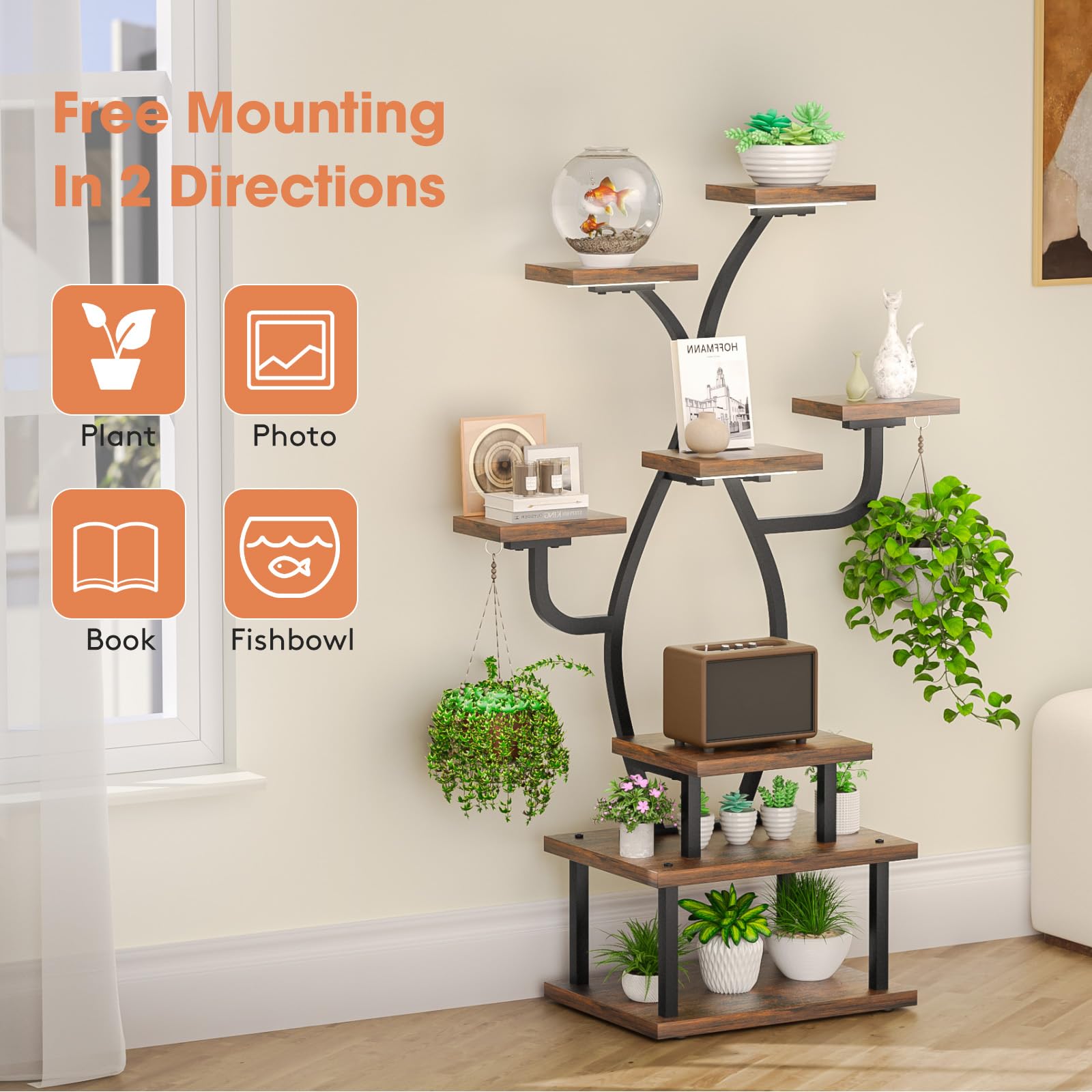 8-Tiered Indoor Plant Stand with Grow Light