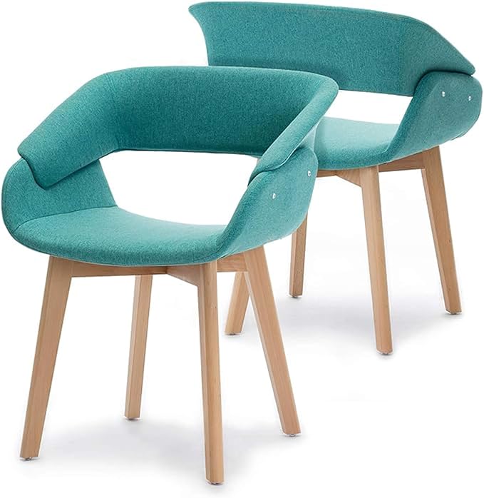 Modern Upholstered Dining Chairs Set of 2 with Solid Wood Legs