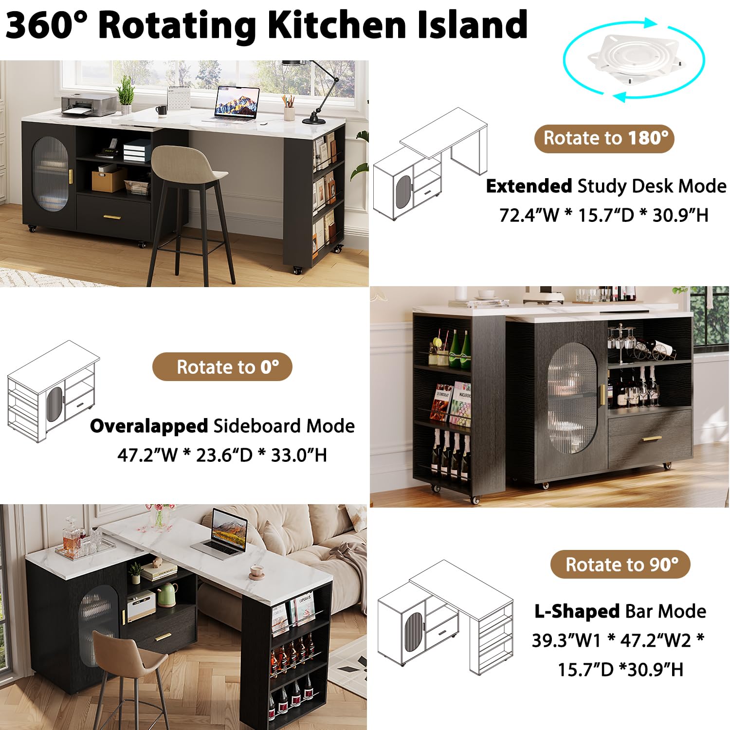 Mobile Kitchen Island Cart with Storage