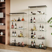 Glass Display Cabinet with 4 Shelves Double Doors Black