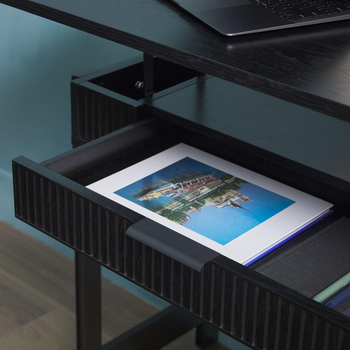 Lift-Top Desk with Drawer and Storage Cubby