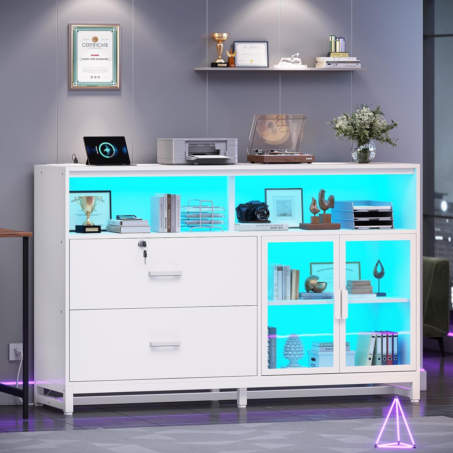 File Cabinet with Lock & Power Outlets