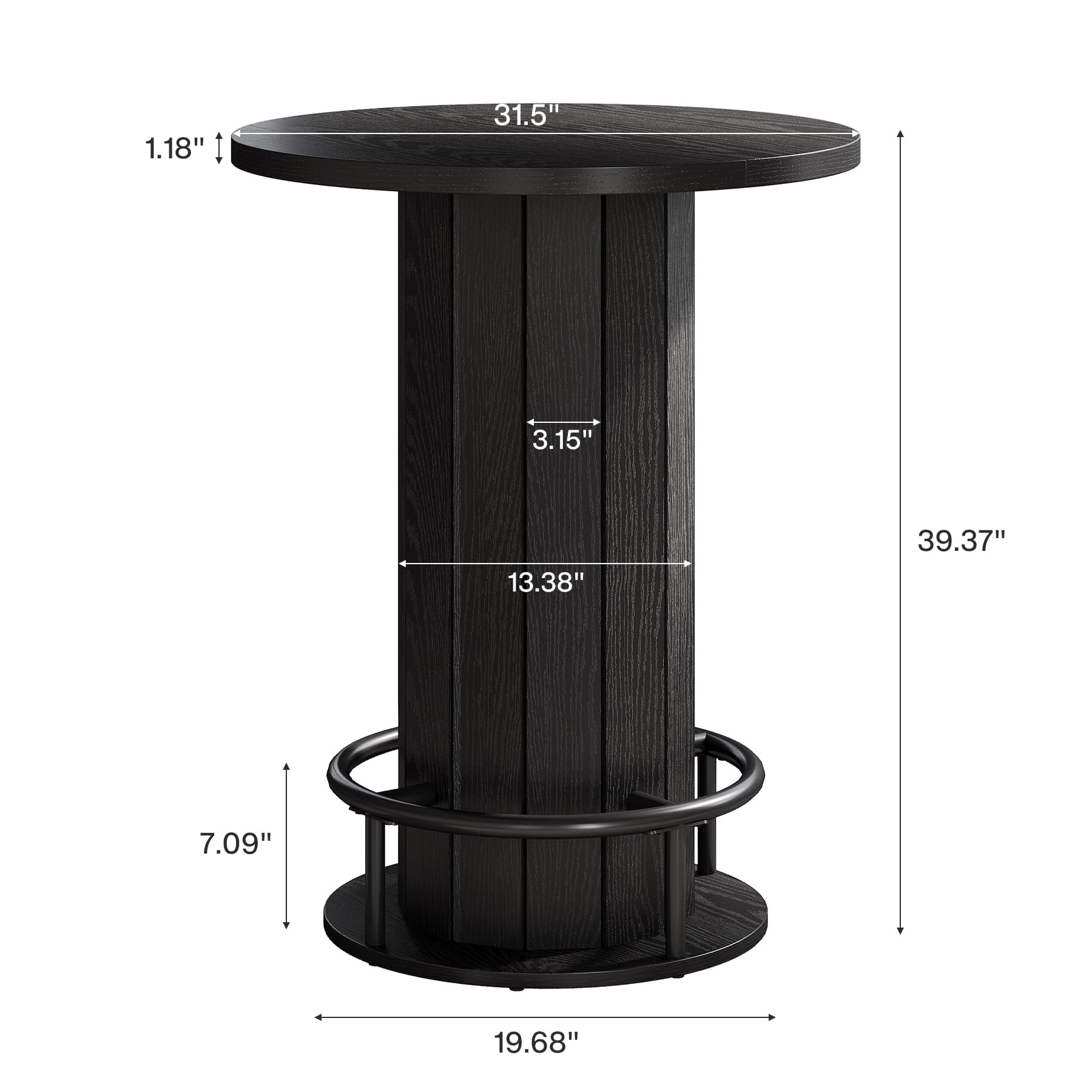 Round Bar Table with Metal Ring Footrest