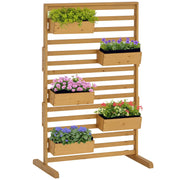 5-Tier Wooden Plant Trellis Stand with Hanging Planter Boxes