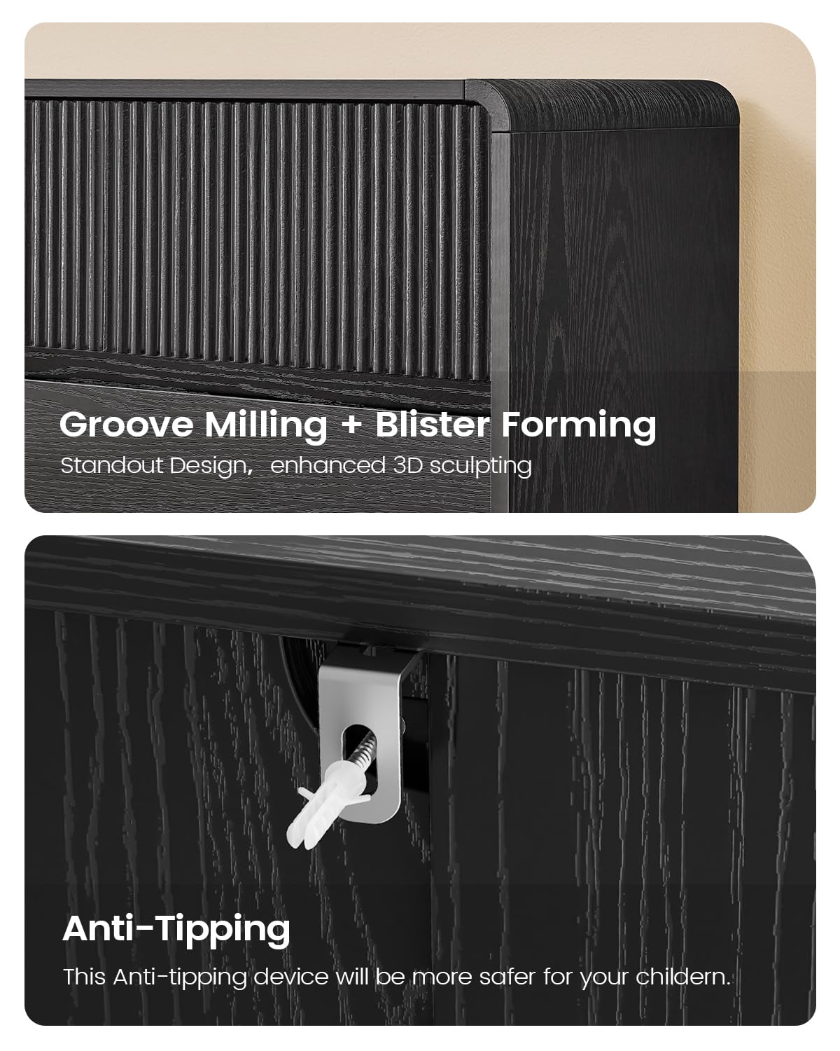 Modern 6 Drawer Dresser with Curved Profile