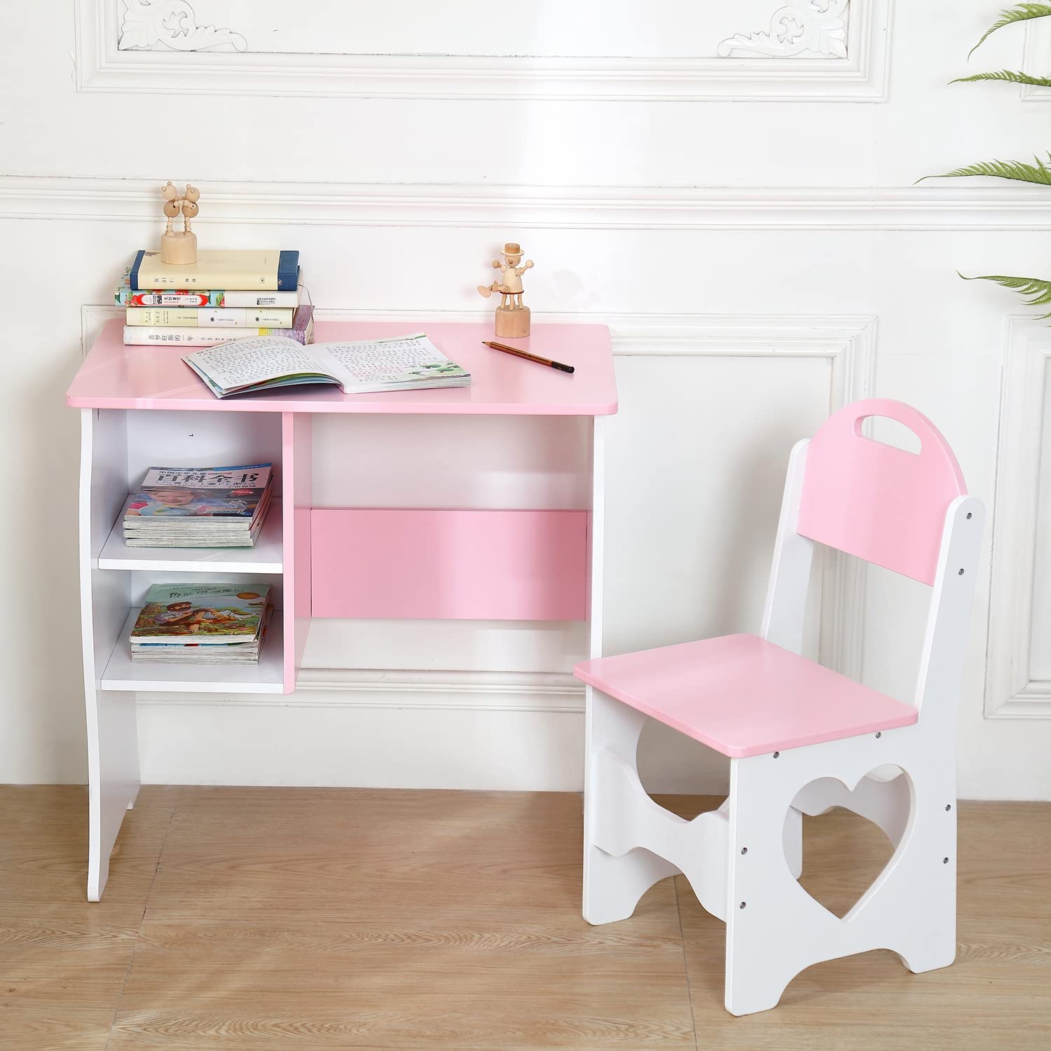 Kids Desk and Chair Set with Storage