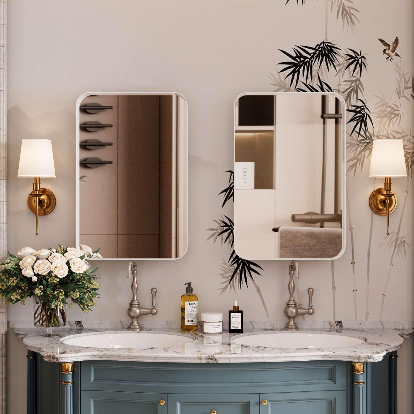 16 x 24 Inch Rounded Rectangle Medicine Cabinet with Mirror