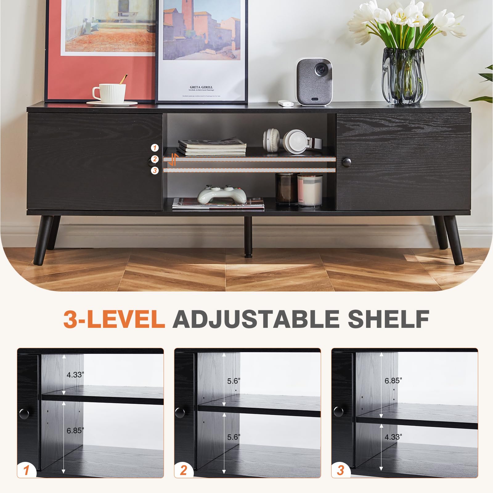 Modern Mid Century TV Stand with Storage