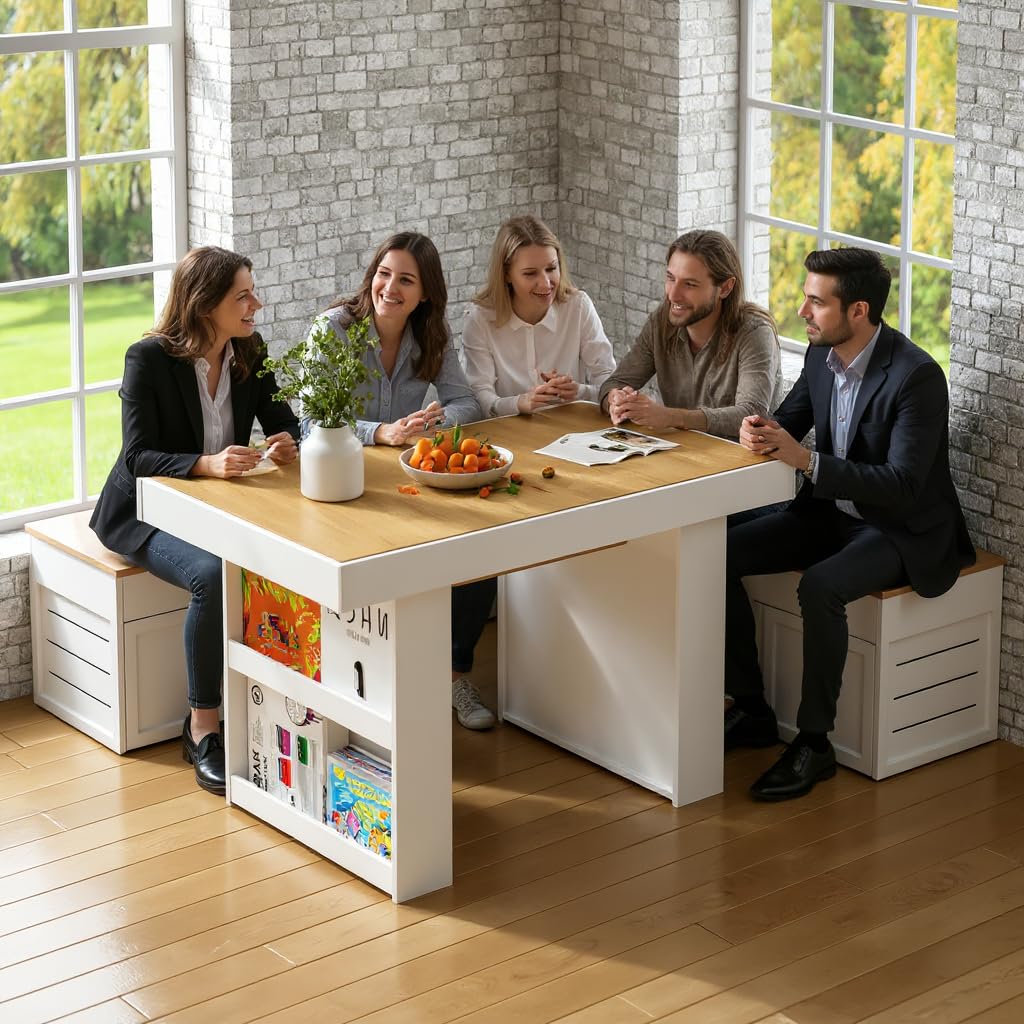 Gaming Dining Table with Removable Top & PU Leather Mat