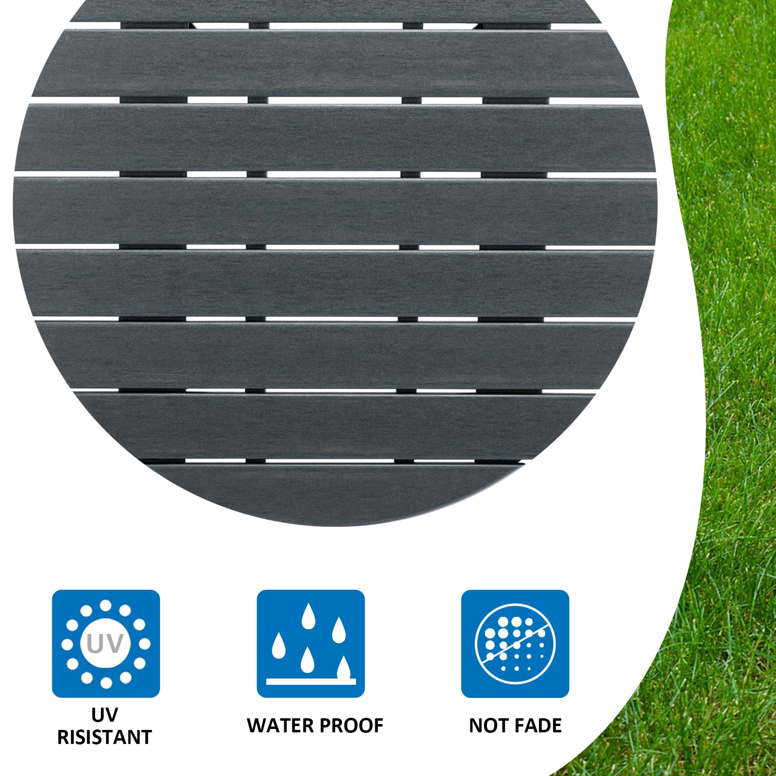 Round Outdoor Coffee Table Grey 31.5 Inch