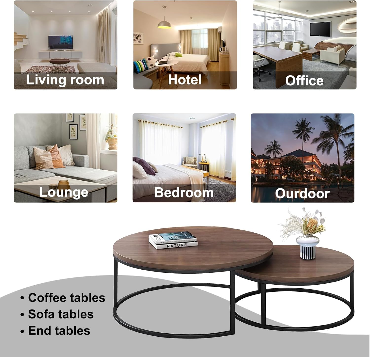 Round Nesting Coffee Table Set of 2