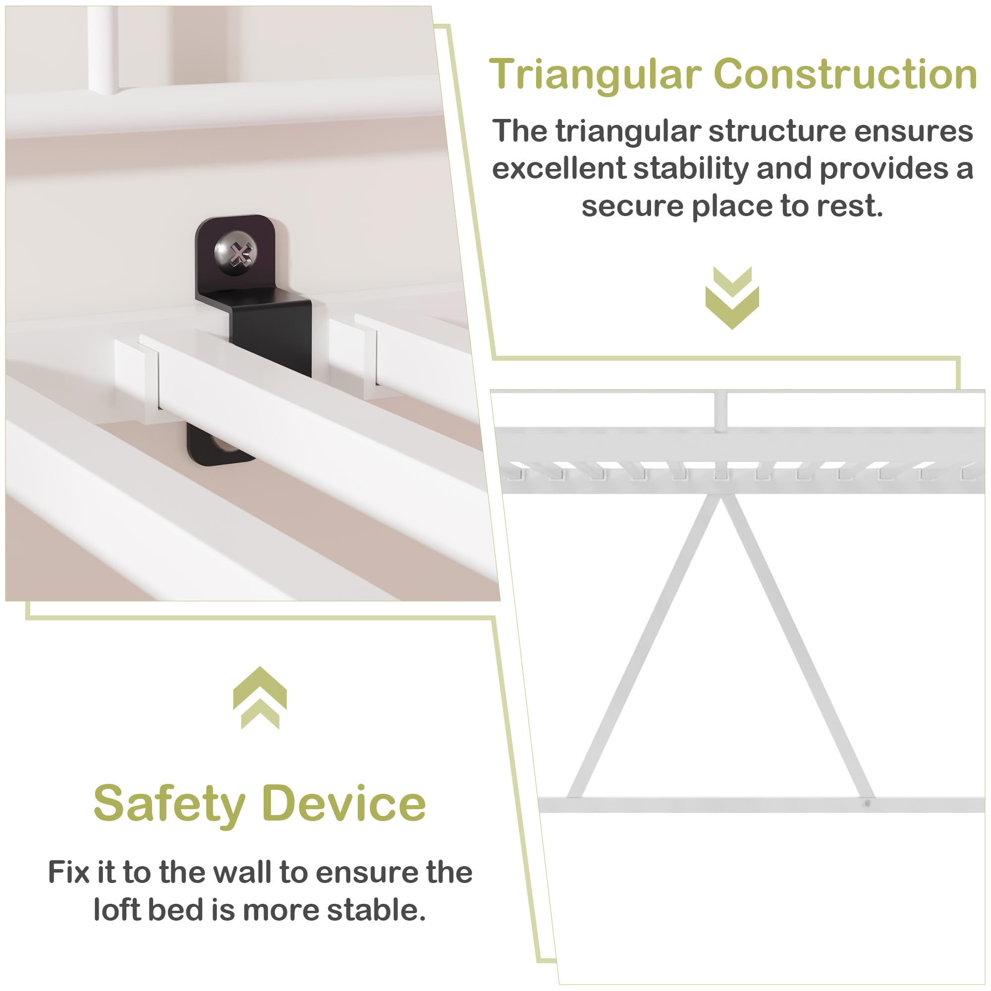 Twin Metal Loft Bed with Ladder and Safety Guardrail