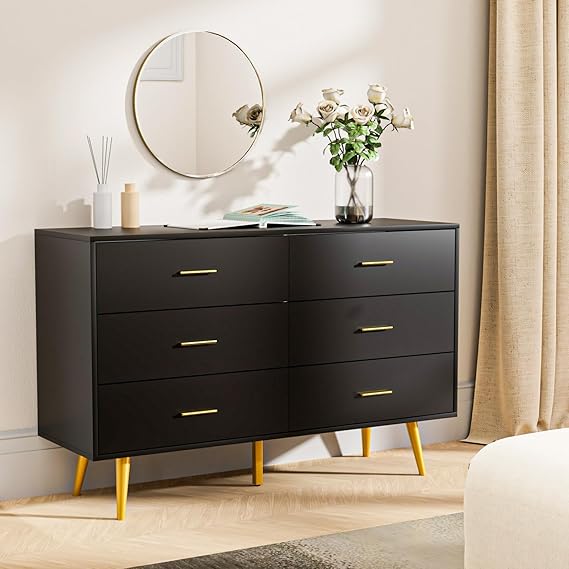 6 Drawer Walnut Brown Dresser