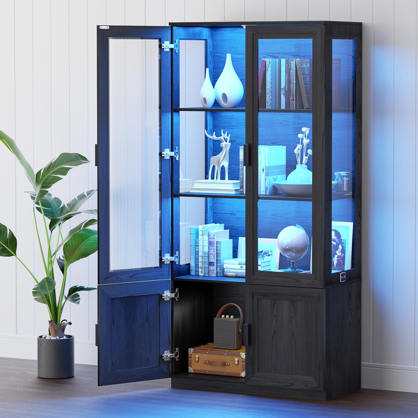 67" Display Cabinet with Acrylic Doors and LED Lights