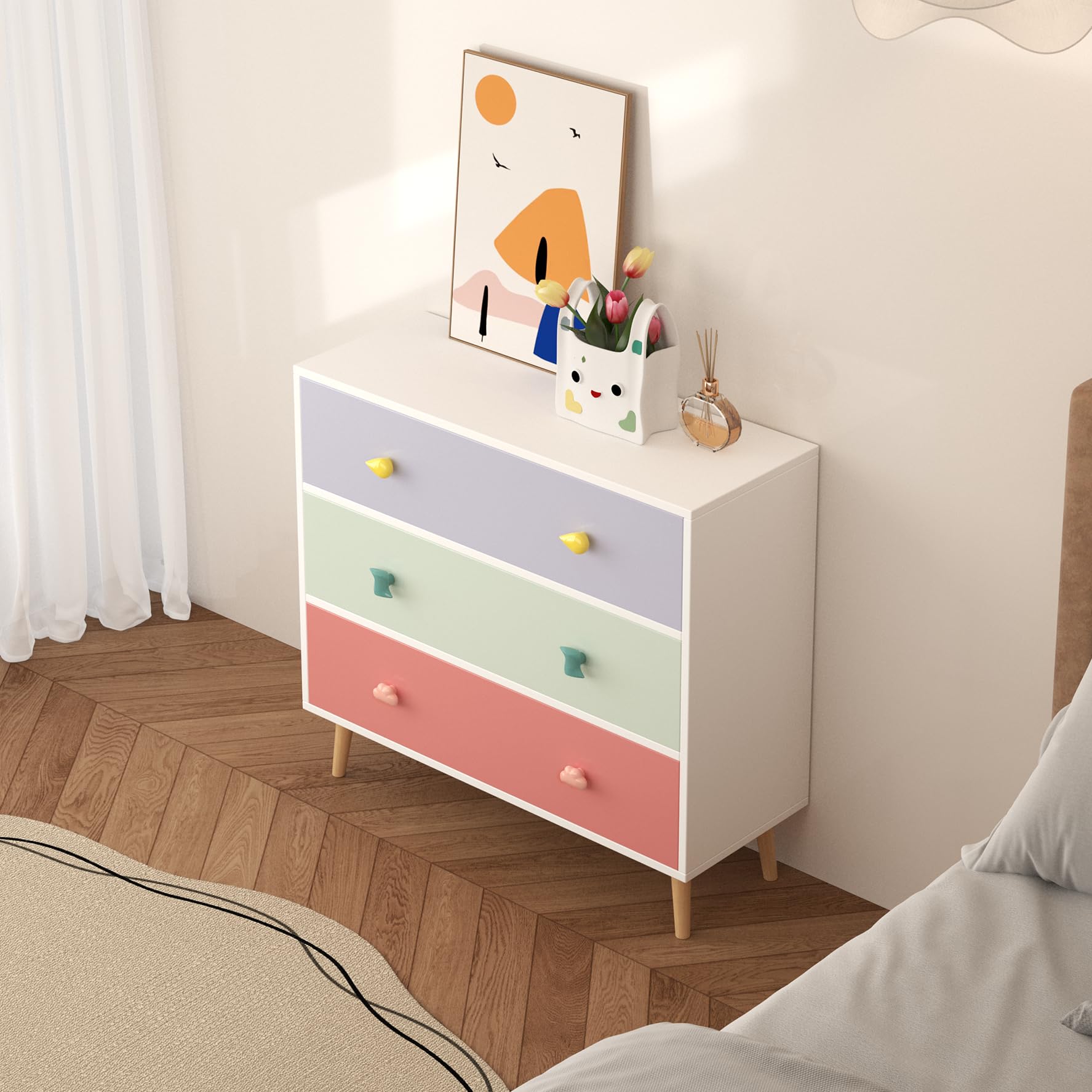 Kids Nightstand with 3 Drawers