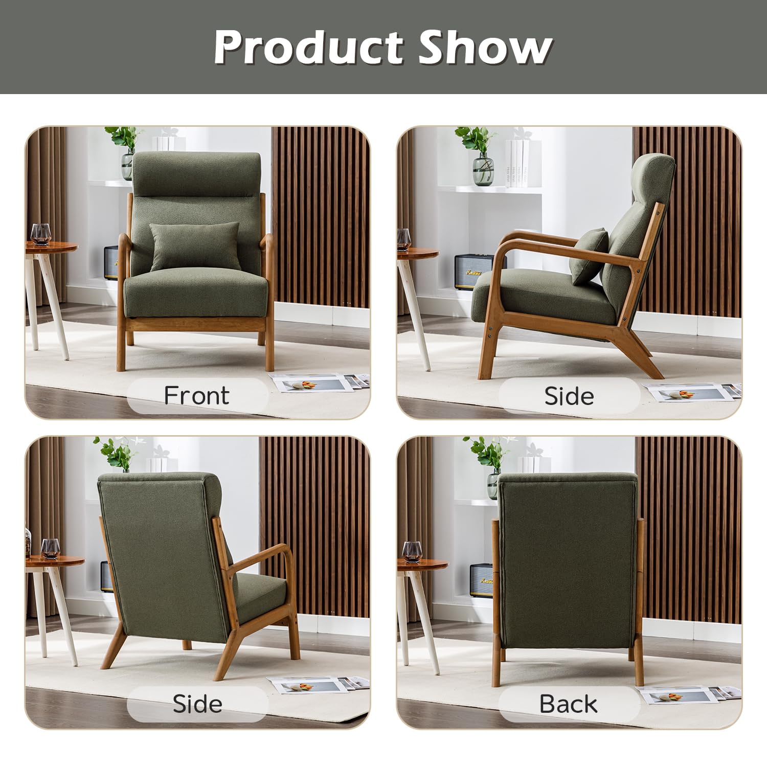 Mid Century Modern High Back Accent Chair