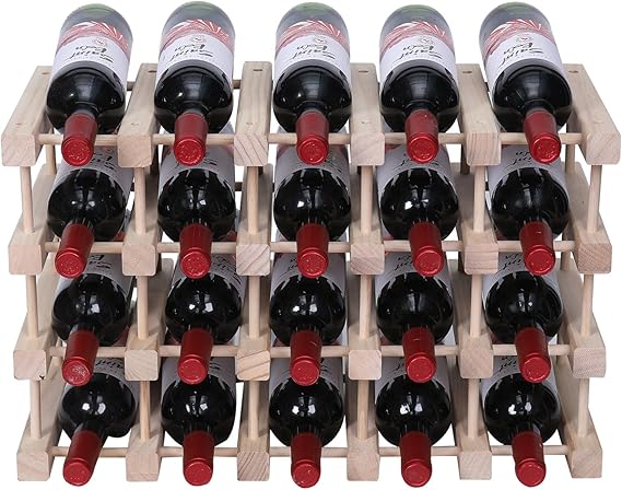 50-Bottle Pine Wine Rack Floor Standing Storage