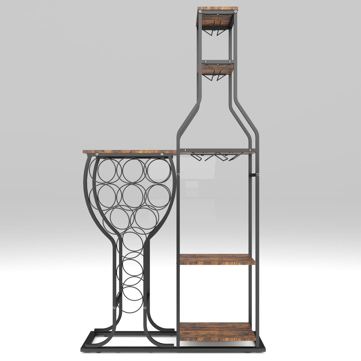 5-Tier Wine Rack with Glass Holder