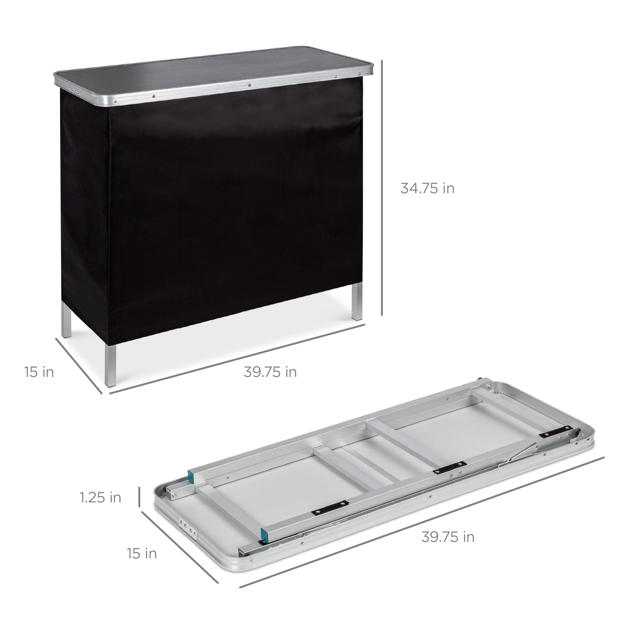 Portable Pop-Up Bar Table with Storage Shelf