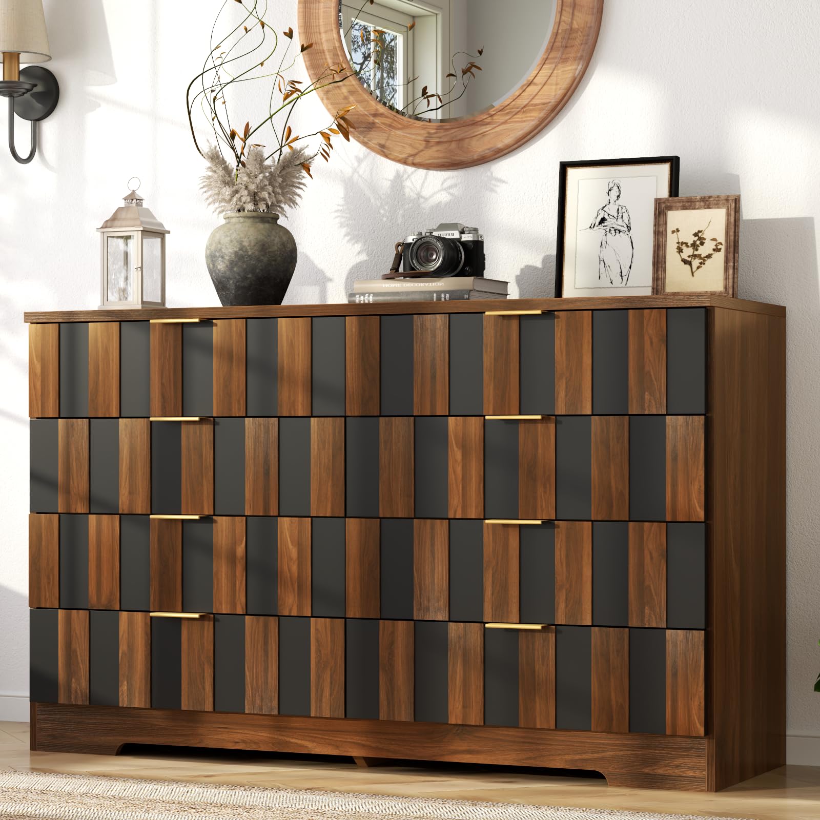 8 Drawer Dresser 48 Inch Wide Mid Century Modern Chest of Drawers