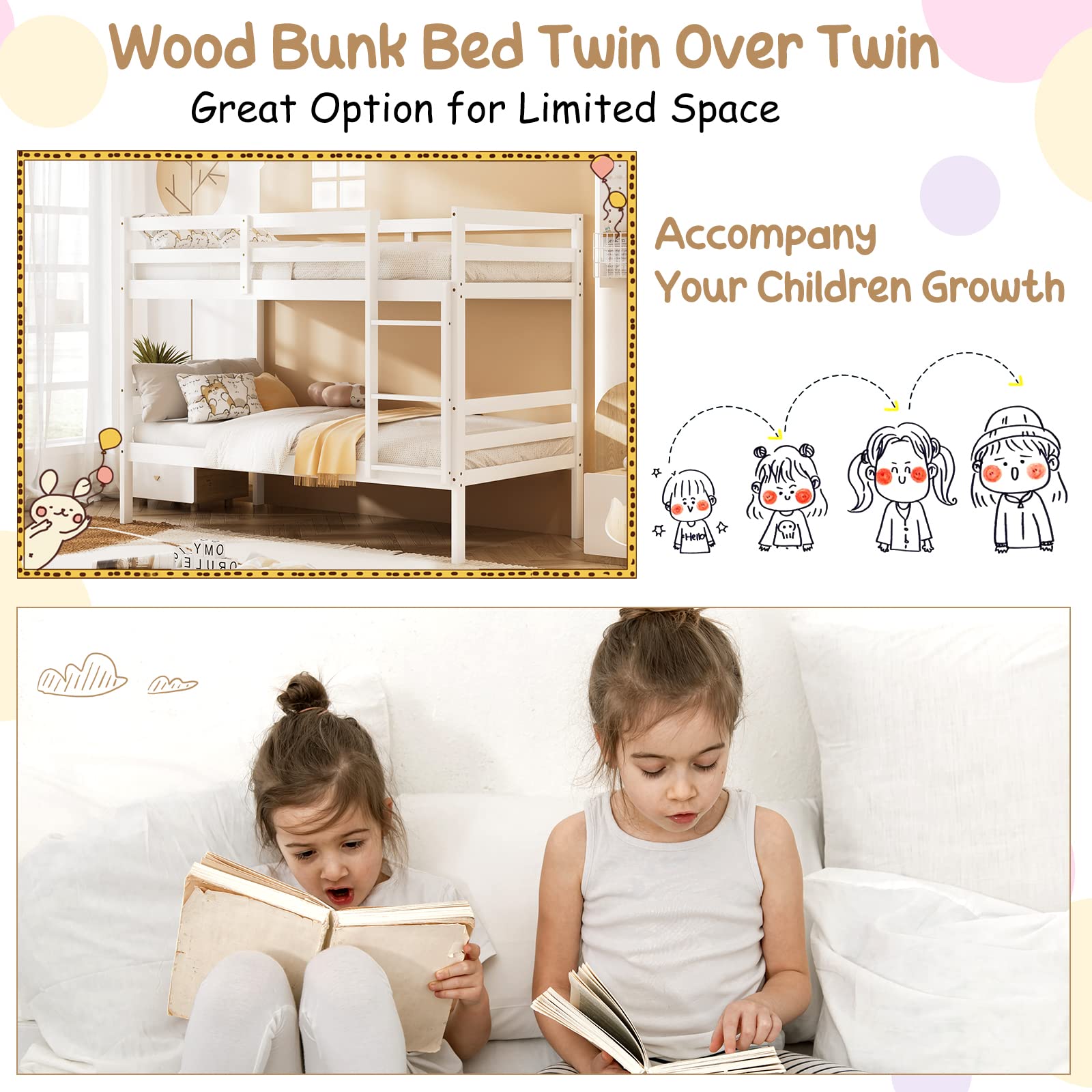 Twin Over Twin Bunk Bed with Storage and Ladder