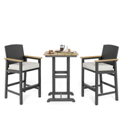 3-Piece Outdoor Bar Set with Wicker Backrest and Cushions