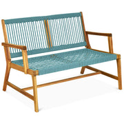 2-Person Acacia Wood Loveseat Bench