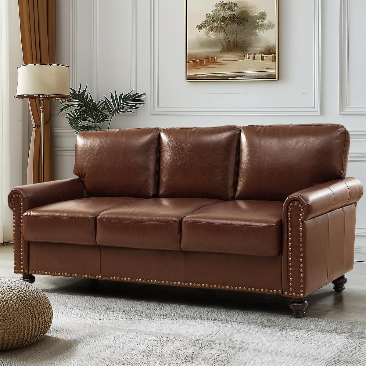 80" Faux Leather Sofa with Storage