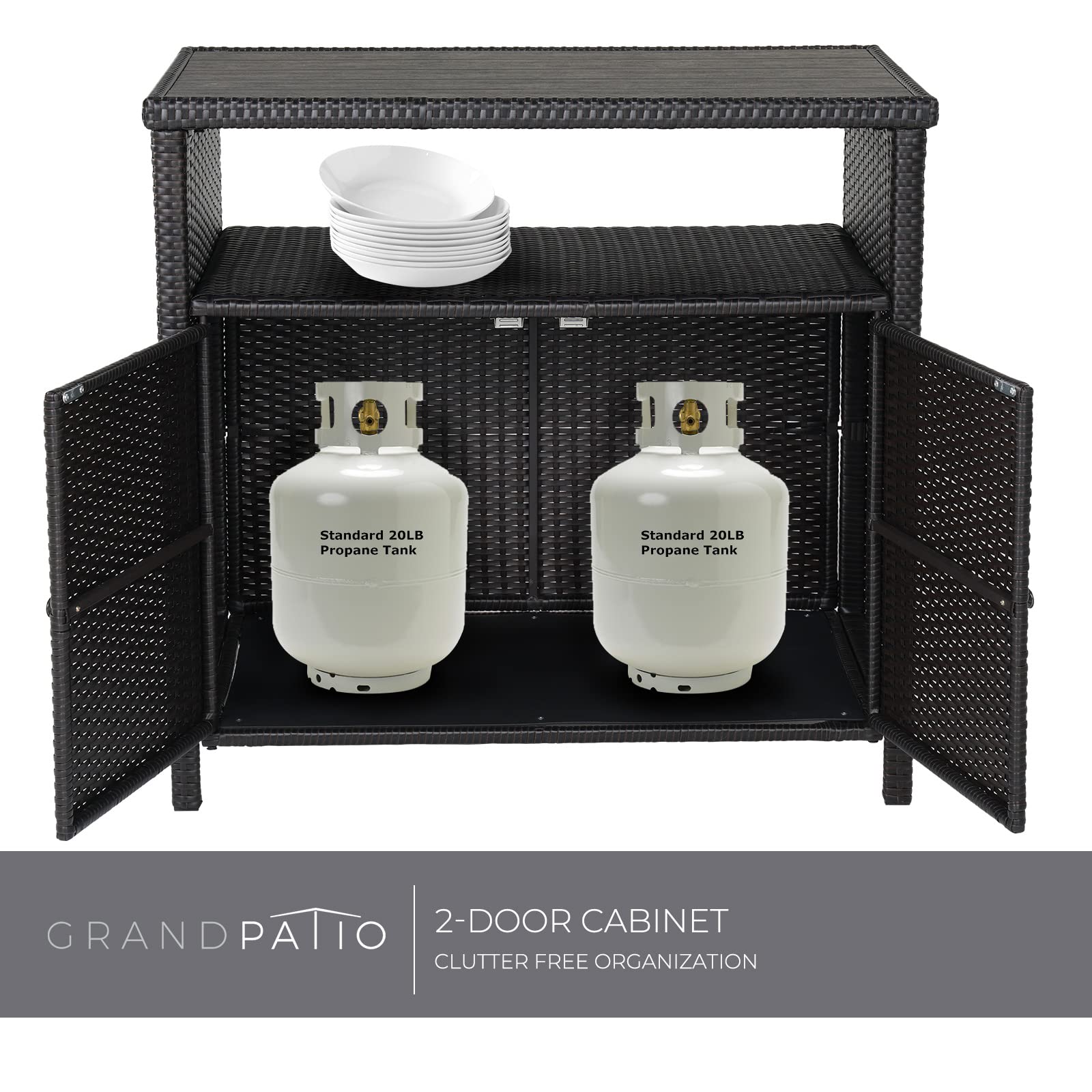 Wicker Storage Cabinet Outdoor Waterproof Buffet