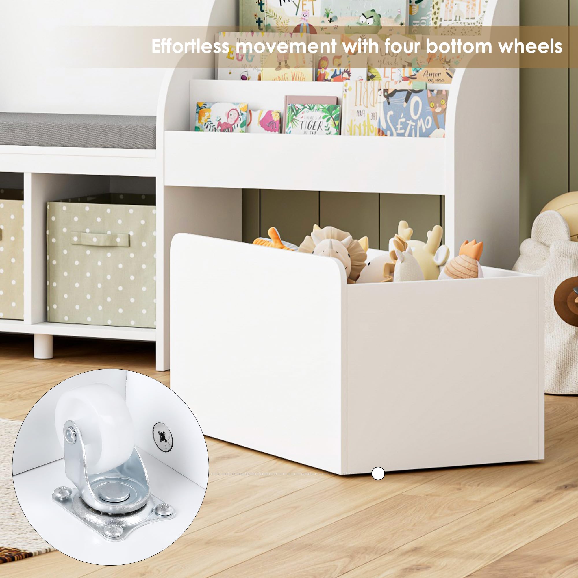 Kids Reading Nook with Storage Bench and Bookshelf