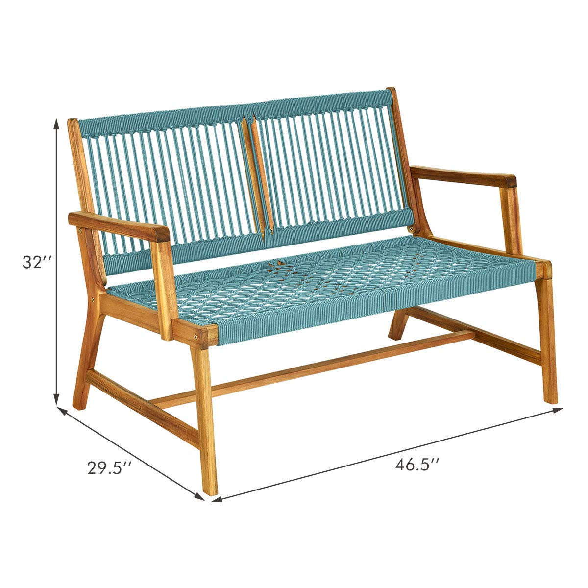 2-Person Acacia Wood Loveseat Bench