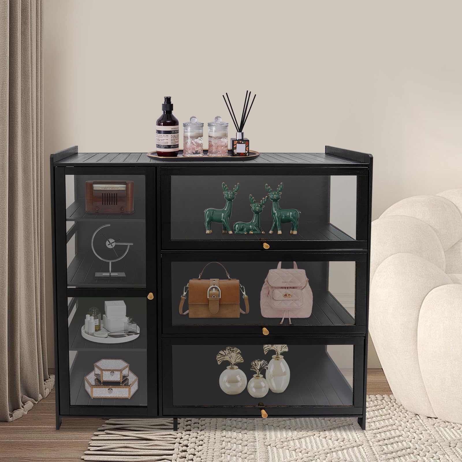 Display Storage Cabinet with Glass Door