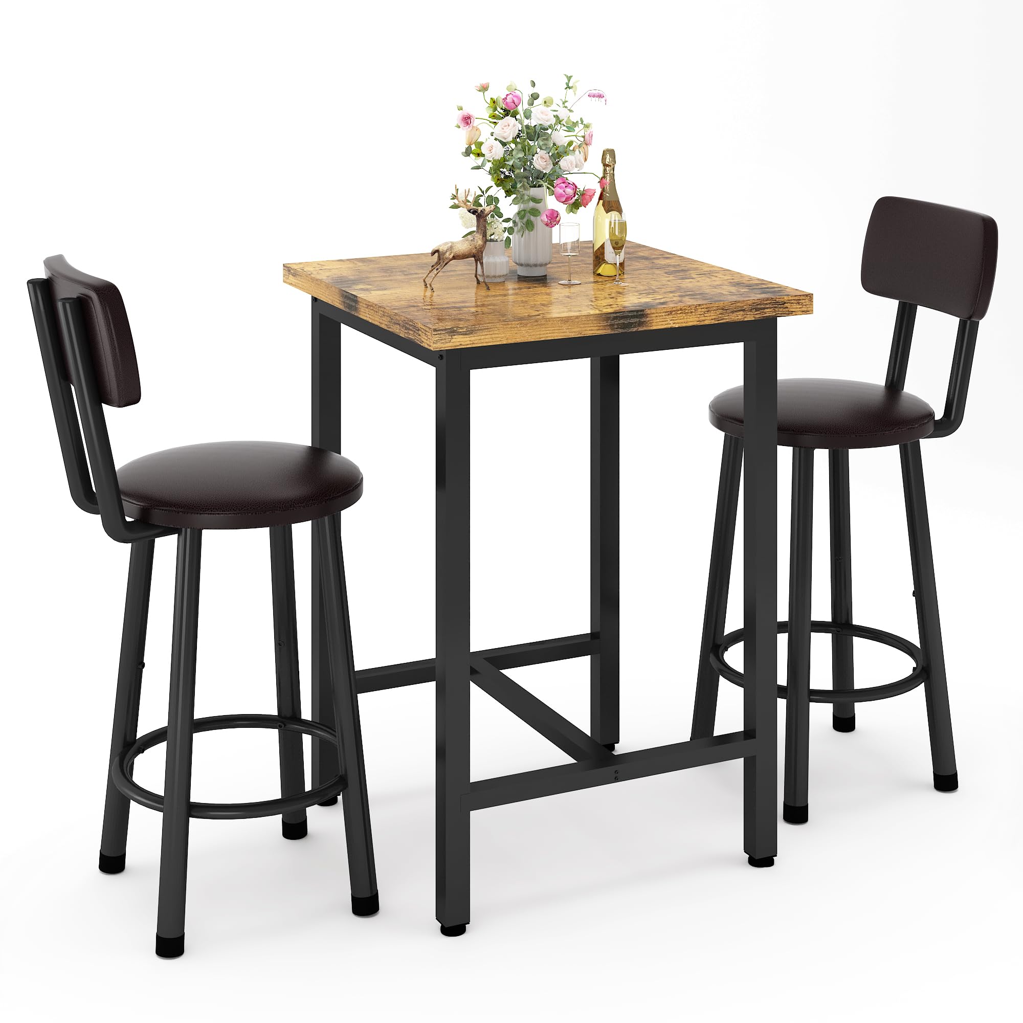 3 Piece Pub Dining Set Counter Height Table