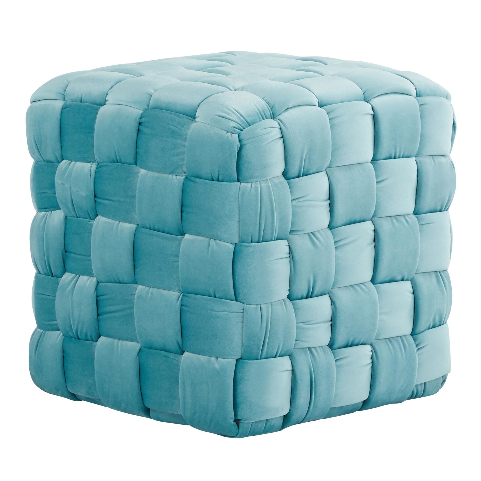Braided Square 16" Velvet Ottoman