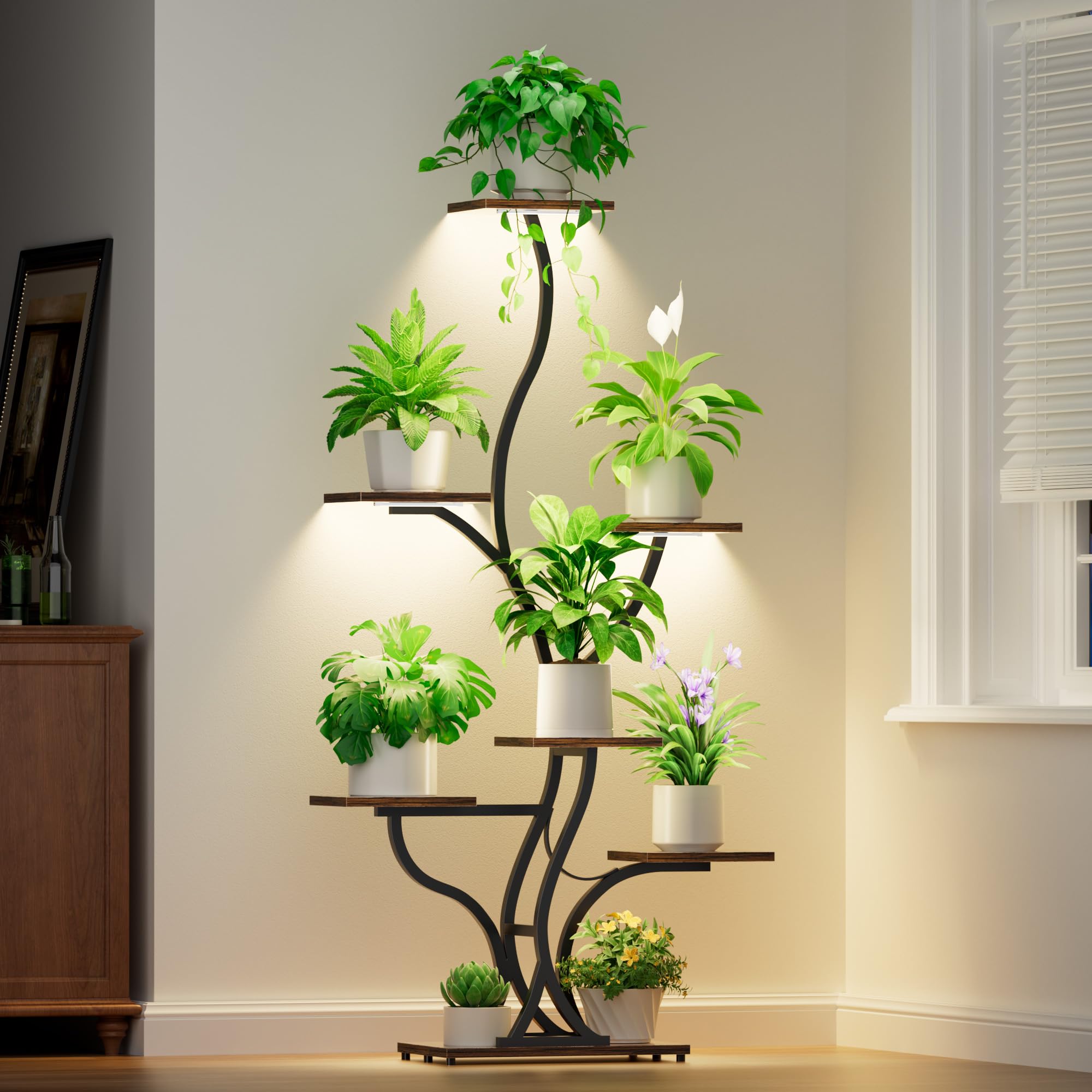 7-Tier Plant Stand with Grow Lights - 59 Inch Tall Corner Display Rack