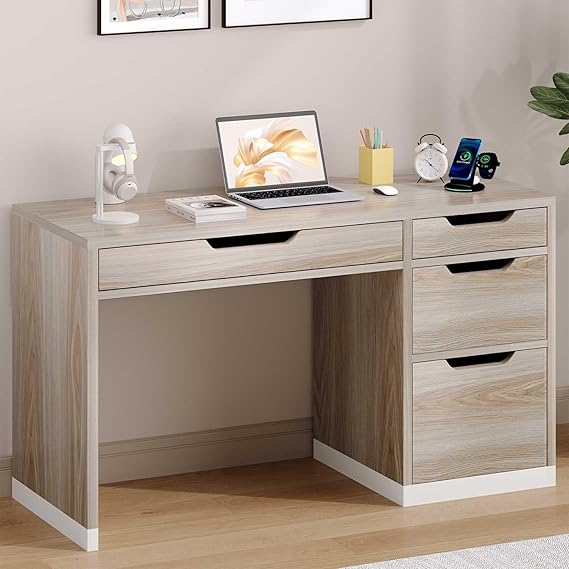 48 Inch White Desk with 4 Drawers