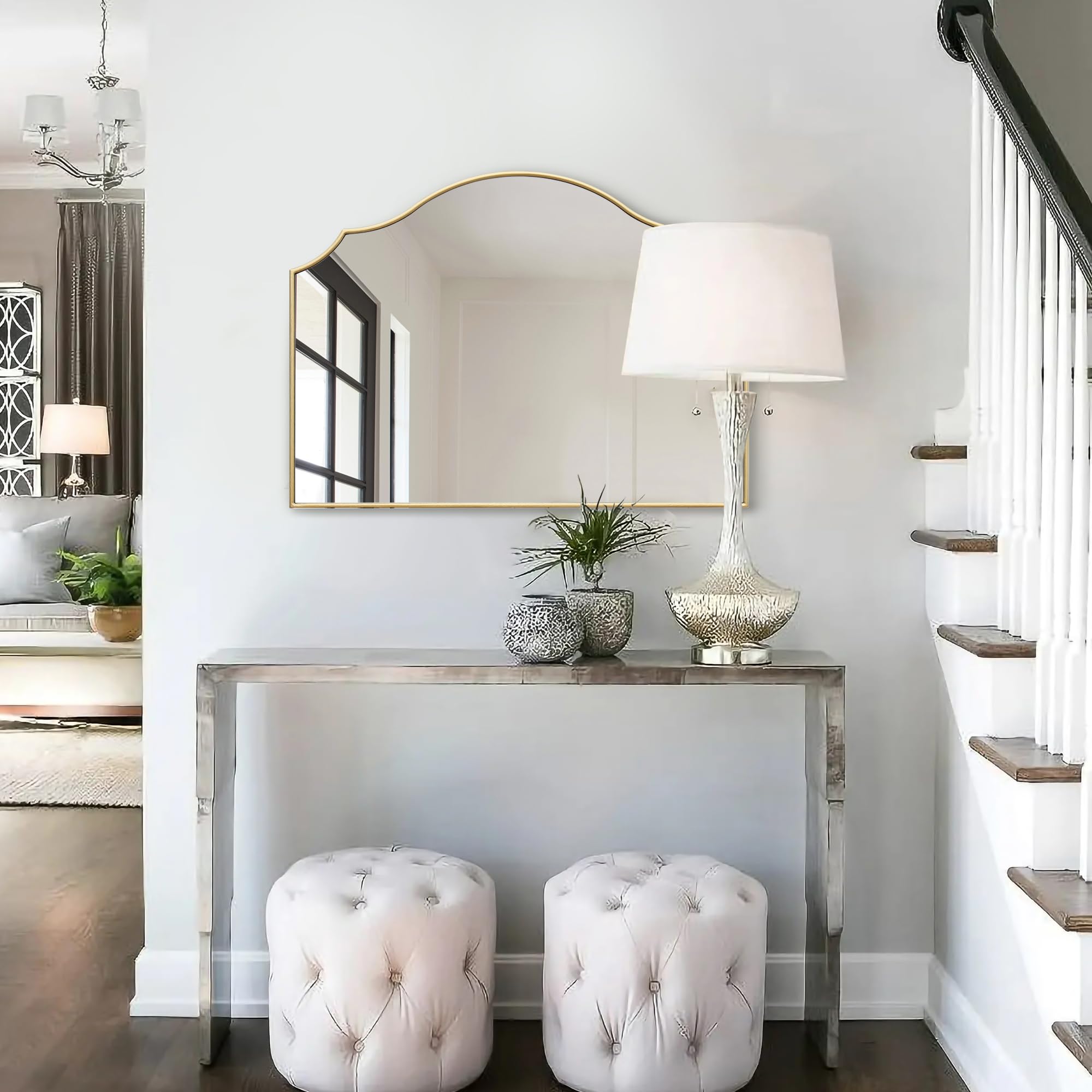 Gold Scalloped Arched Mirror 35x26